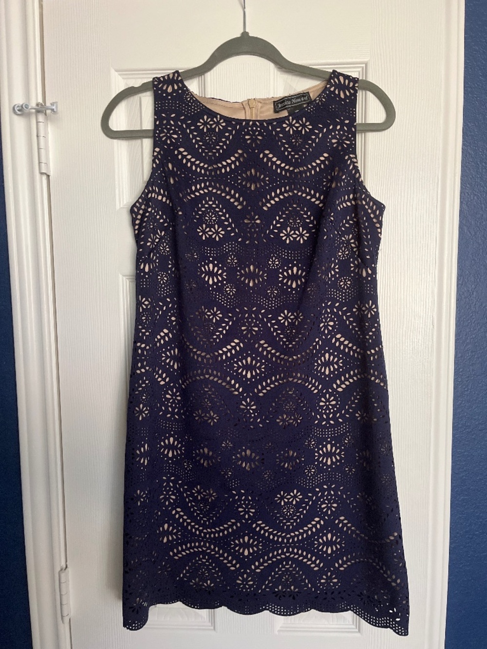 Jessica Howard navy laser-cut dress